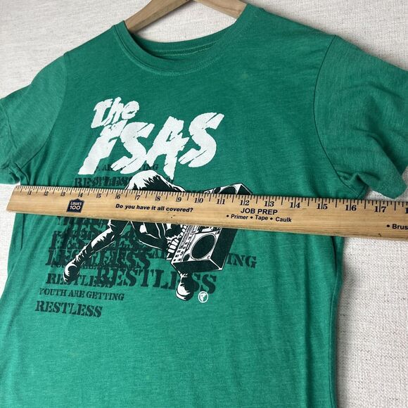 VTG Famous Stars and Straps FSAS Graphic T-shirt Girl's Large Green Crew Cotton - Picture 7 of 11